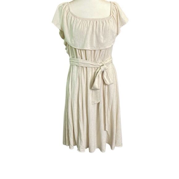 Torrid Linen Blend Peasant Dress Size 2X Natural Tan Farmcore Minimalist Pockets - Picture 1 of 10